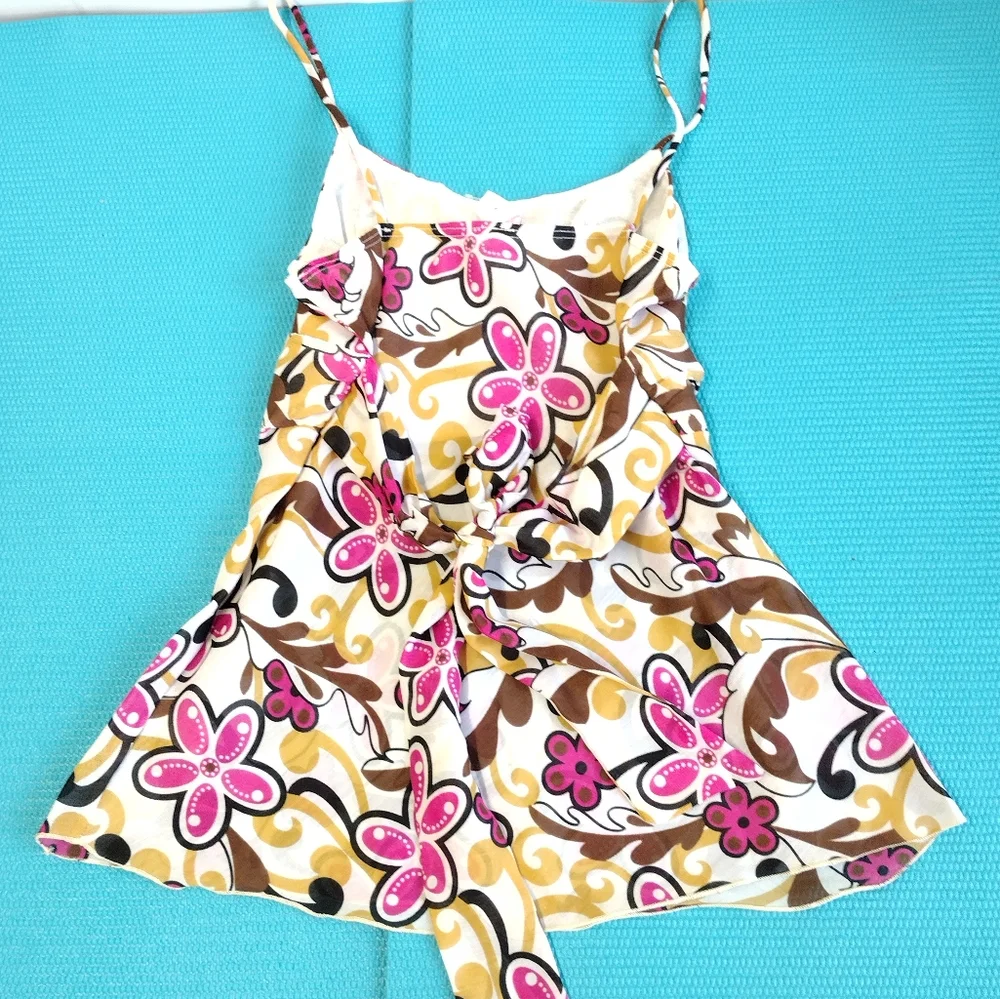 Cefian Floral Spaghetti Strap Empire Waist Top Size M - Picture 3 of 8